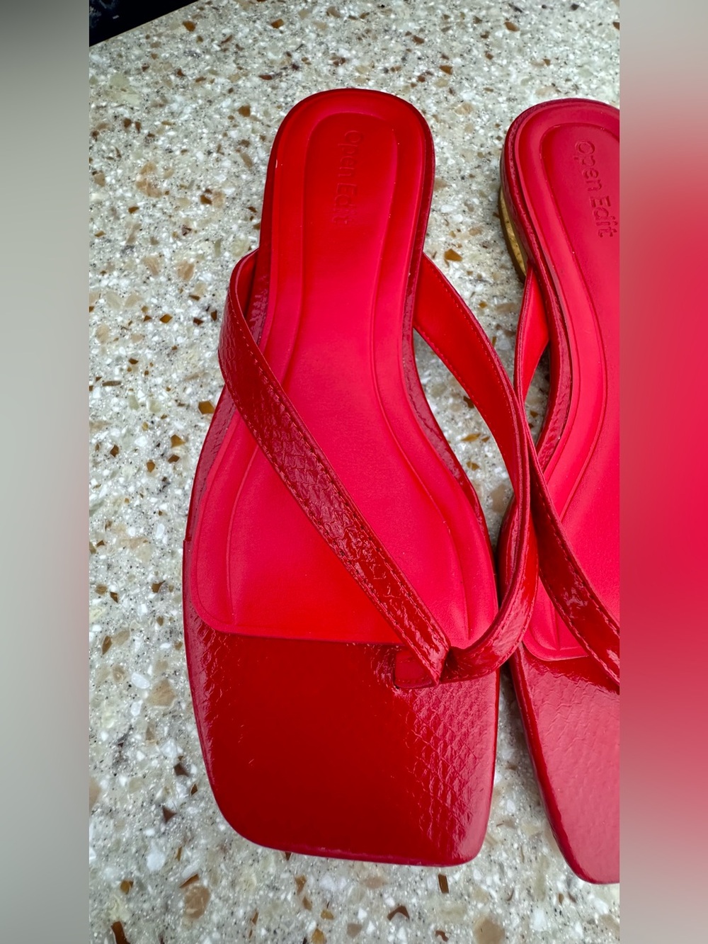 Open Edit New Red Square-Toe Thong Sandals for Women. Sz 7.5 - Picture 5 of 8